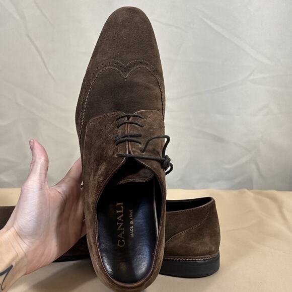 Canali Heritage Brown Suede Wingtip Derby Dress Shoes Men’s EU 44 US 11 Italy
